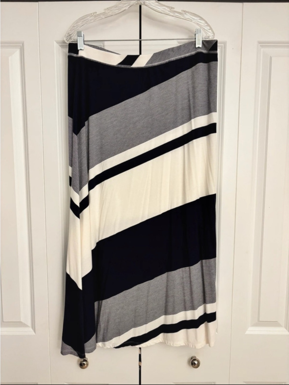 VIP Knits Avenue Navy White Stripe Maxi Skirt 18/20